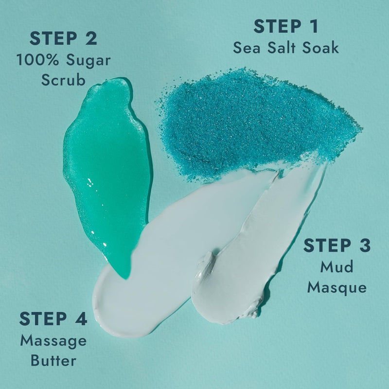 VOESH Pedi in a Box 4 Step Ocean Refresh - 3 Pack, At-Home Pedicure Treatment, Spa Pedicure, Foot Spa, Foot Soak, Foot Scrub, DIY Pedi, Pedicure Set - Image 4